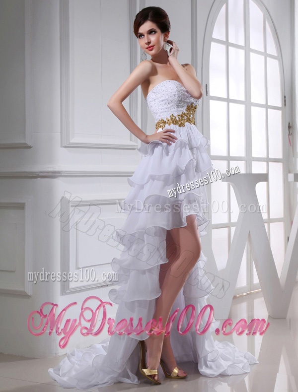 2016 Spring Empire Sweetheart Ruffled Layers Chiffon High-low Wedding Dress