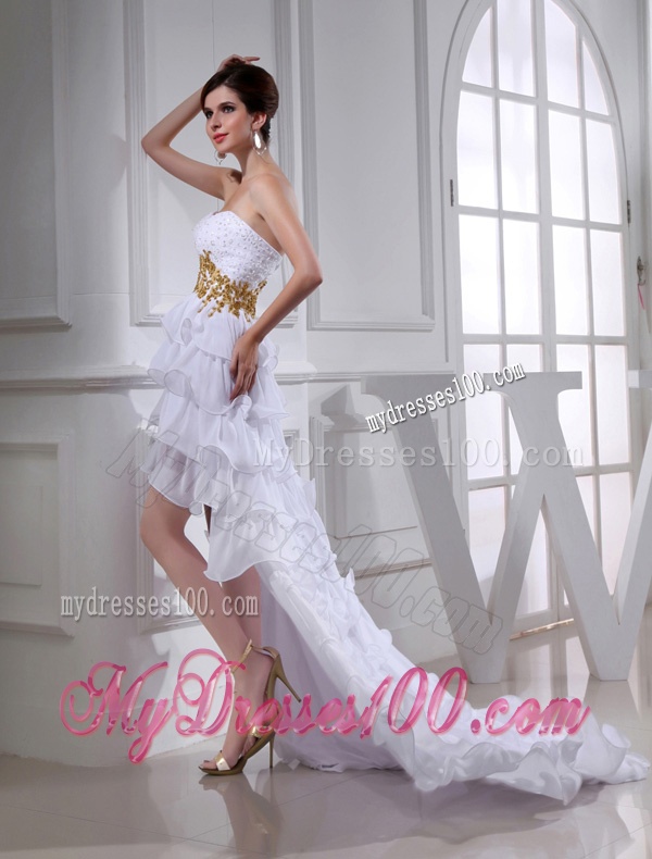 2016 Spring Empire Sweetheart Ruffled Layers Chiffon High-low Wedding Dress