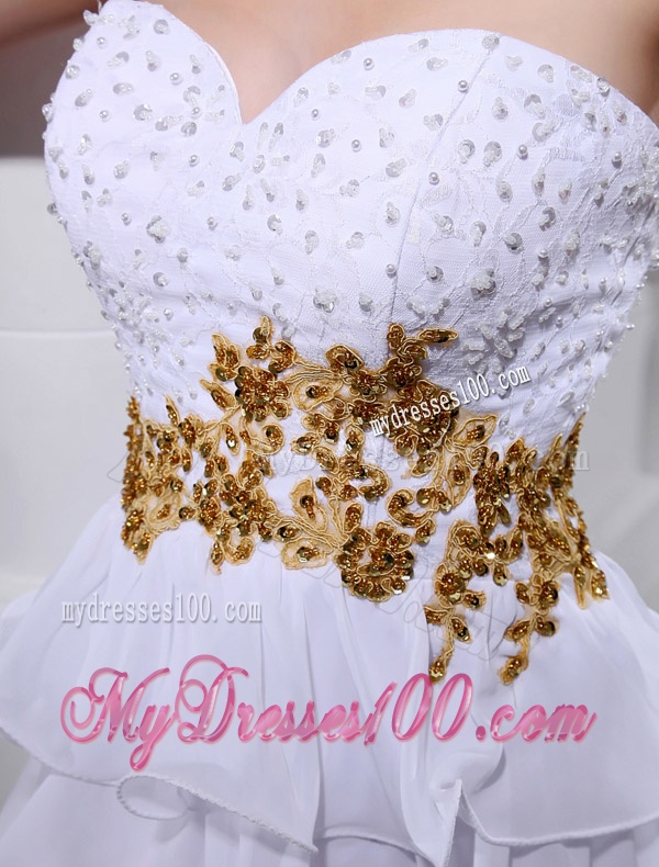 2016 Spring Empire Sweetheart Ruffled Layers Chiffon High-low Wedding Dress