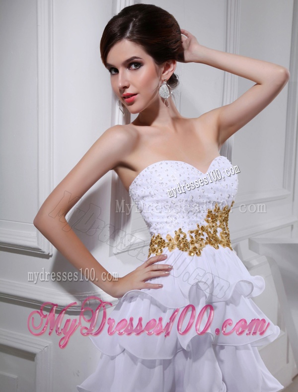 2016 Spring Empire Sweetheart Ruffled Layers Chiffon High-low Wedding Dress