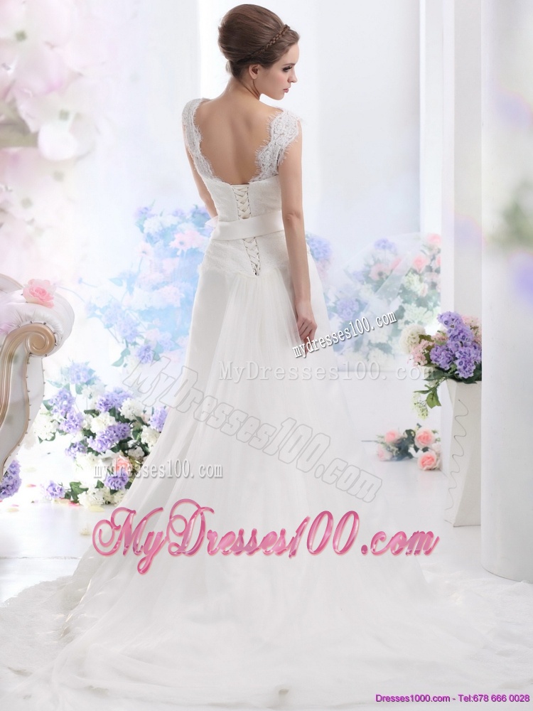 2016 Wonderful A Line Wedding Dress with Lace and Hand Made Flowers
