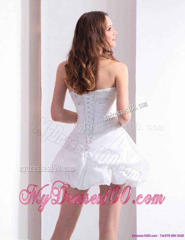 2016 Wonderful Strapless Lace Wedding Dress in Mini-length