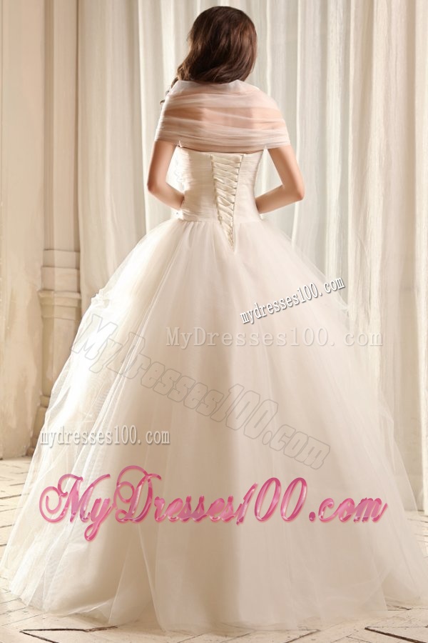 Ball Gown Sweetheart Beading on Flowers Floor-length Wedding Dress