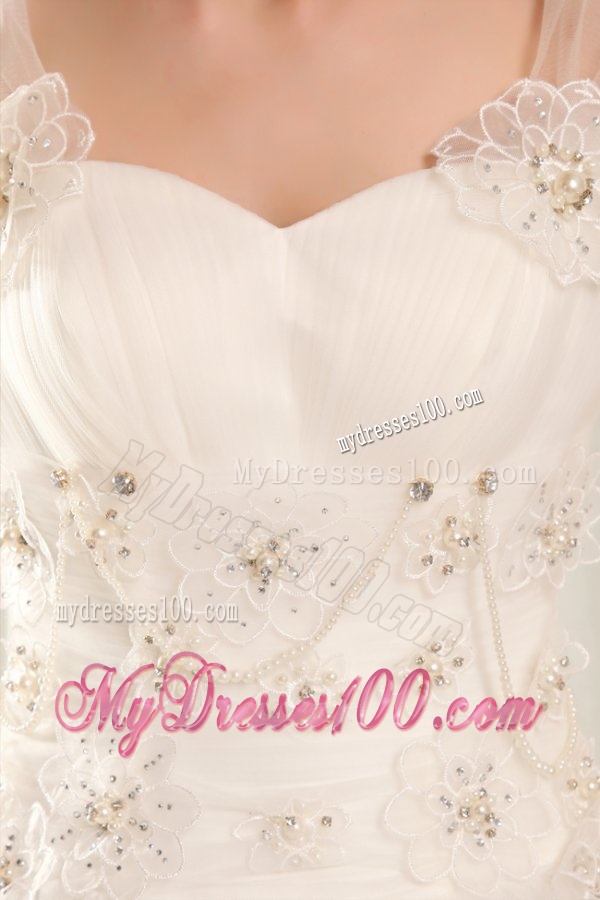 Ball Gown Sweetheart Beading on Flowers Floor-length Wedding Dress