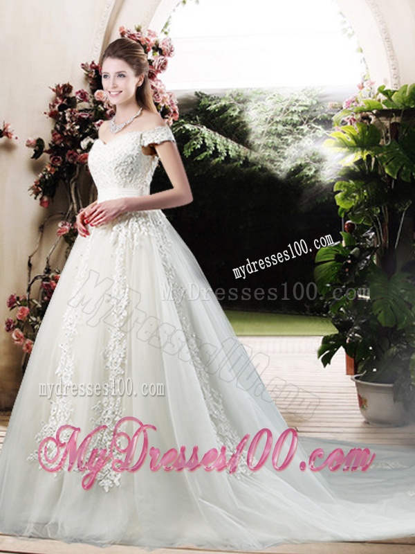 Beautiful A Line Off the Shoulder Wedding Dresses with Appliques