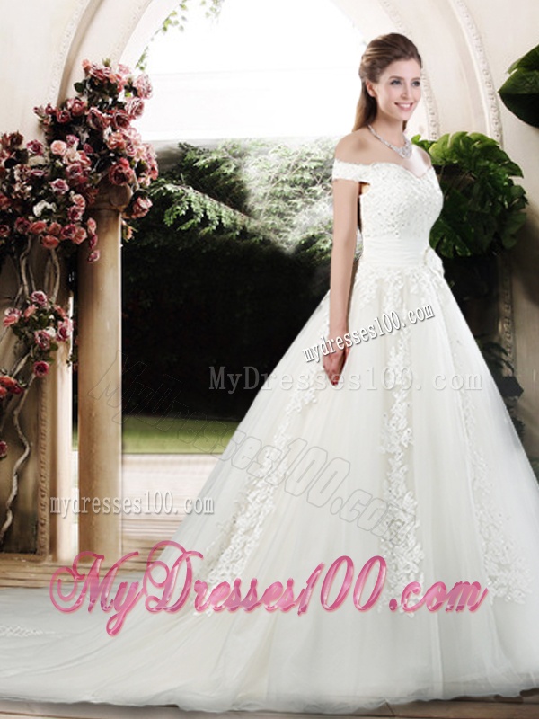 Beautiful A Line Off the Shoulder Wedding Dresses with Appliques