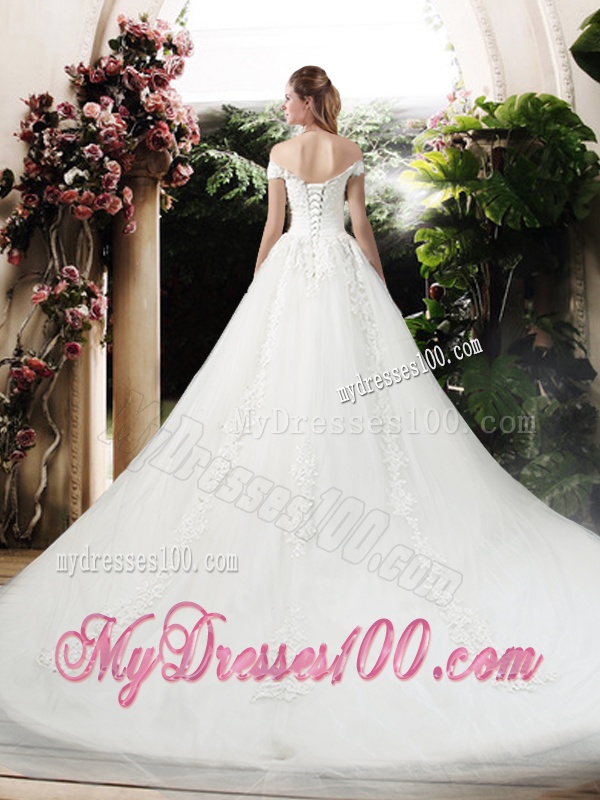 Beautiful A Line Off the Shoulder Wedding Dresses with Appliques