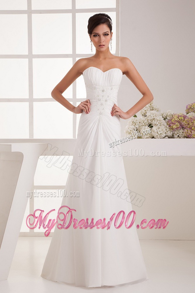 Classical Column Sweetheart Wedding Dresses with Brush Train