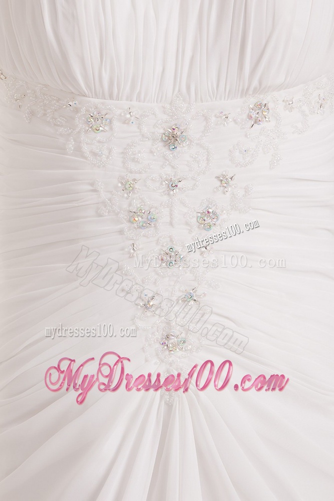 Classical Column Sweetheart Wedding Dresses with Brush Train