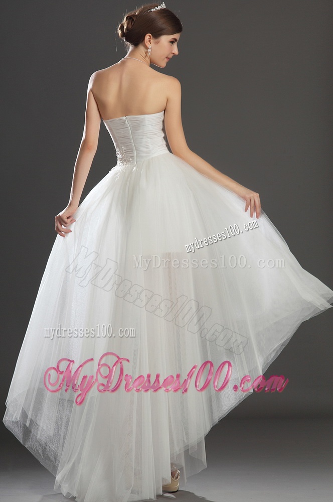Fashionable Beading and Appliques High Low Wedding Dresses in Tulle