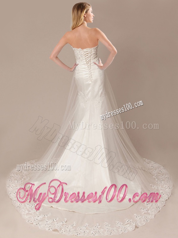 Sexy Mermaid Strapless Wedding Dresses with Beading and Appliques