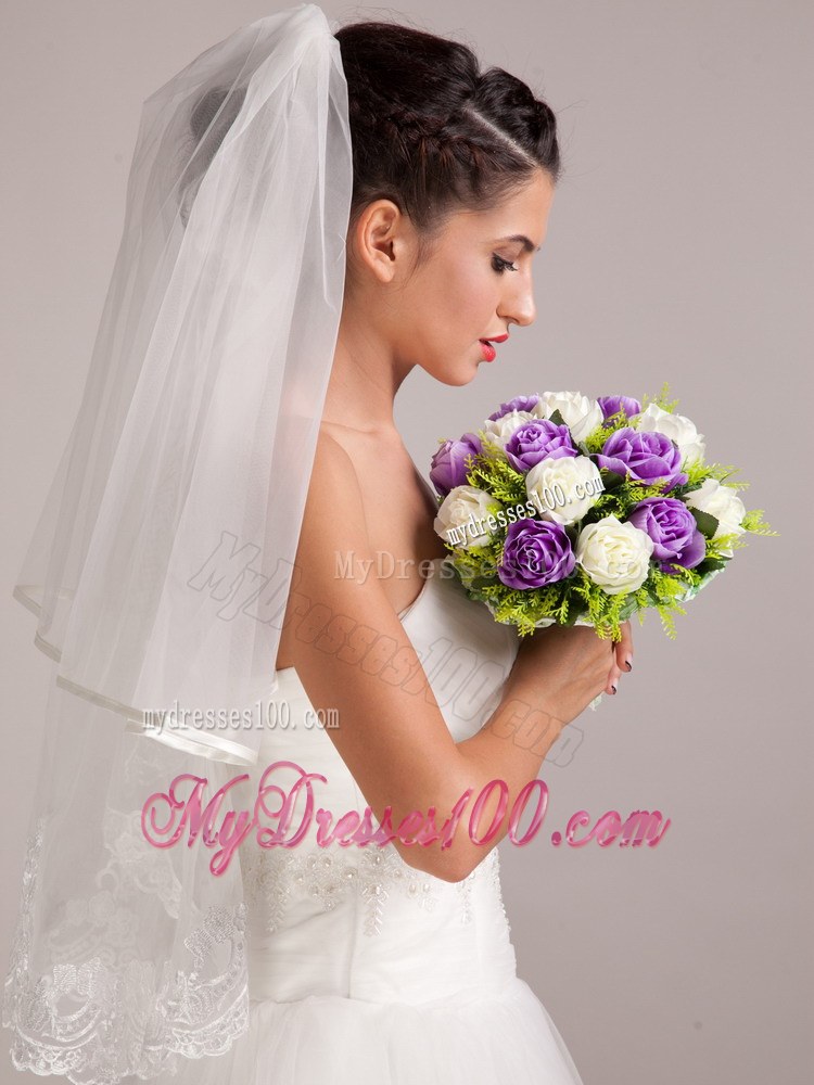 Colorful Purple And White Hand-tied Wedding Bridal Bouquet