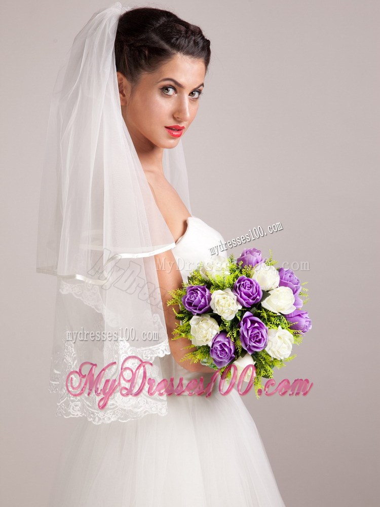 Colorful Purple And White Hand-tied Wedding Bridal Bouquet