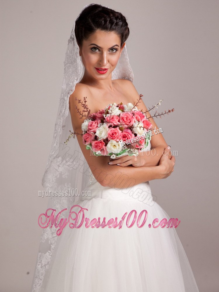 Lovely Coral And White Round Hand-tied Satin Rose Wedding Bouquet
