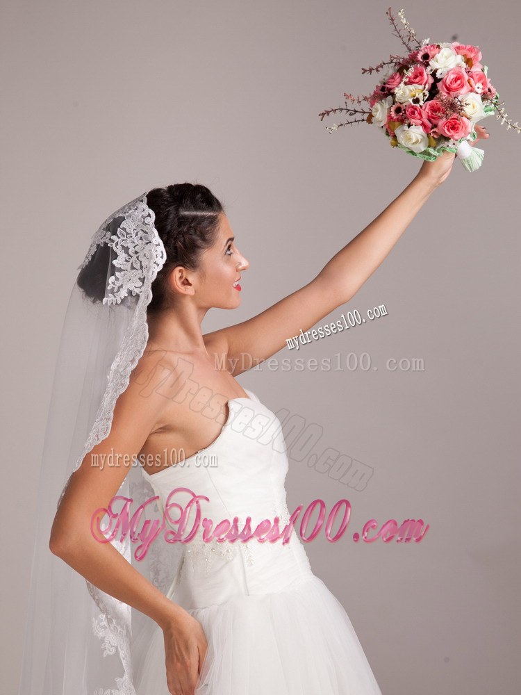 Lovely Coral And White Round Hand-tied Satin Rose Wedding Bouquet