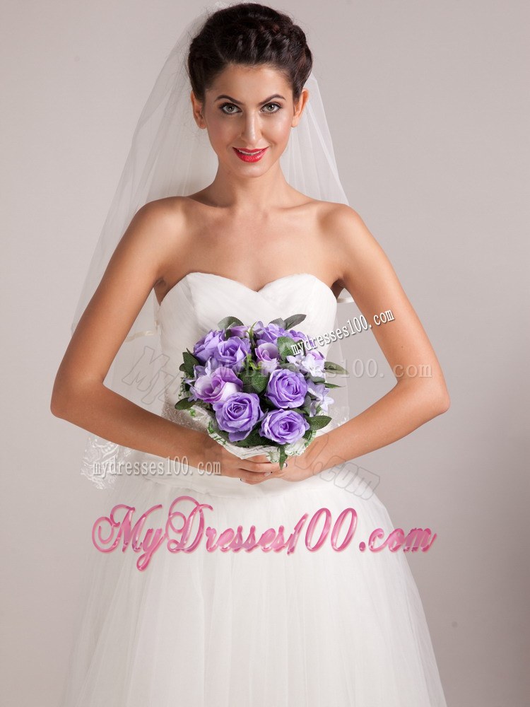 Warm Purple Round Shape Hand-tied Wedding Bridal Bouquet