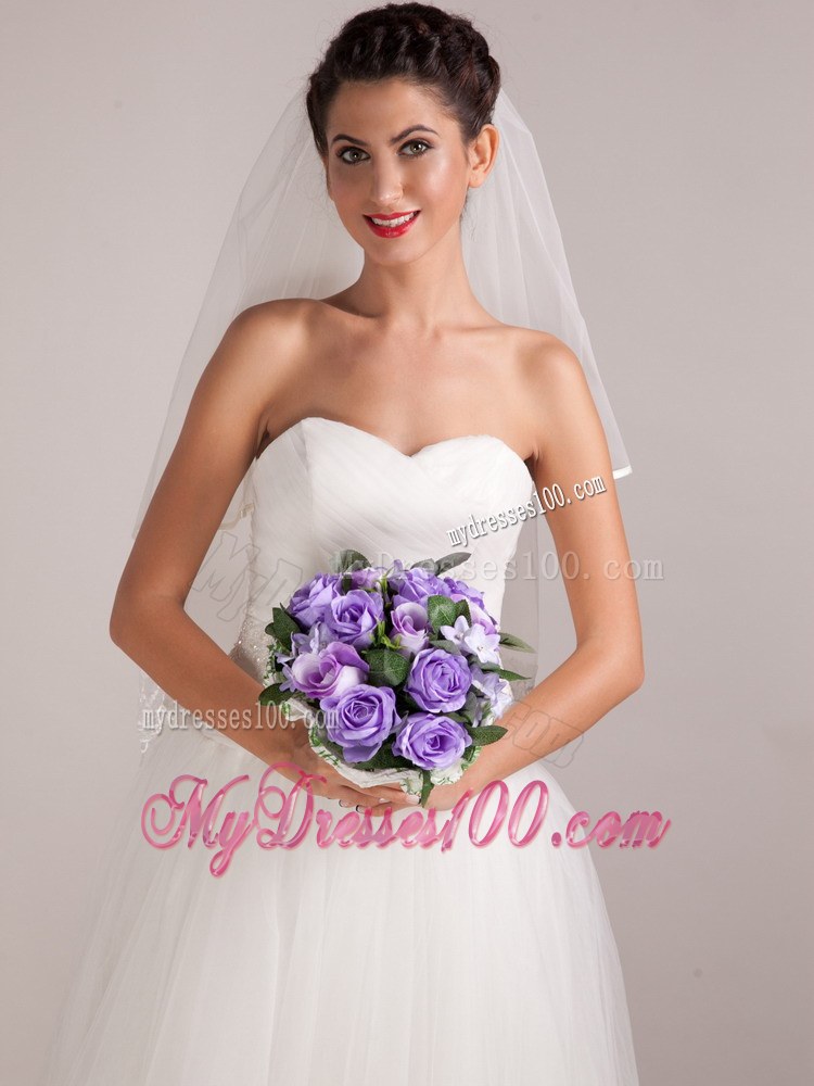 Warm Purple Round Shape Hand-tied Wedding Bridal Bouquet