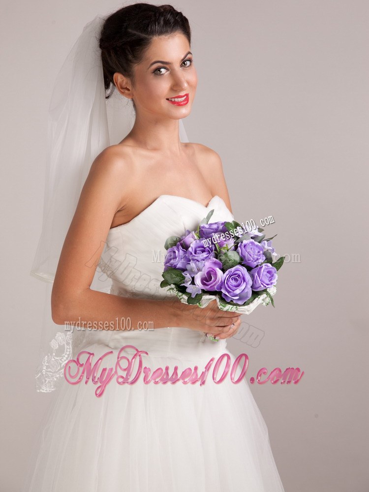 Warm Purple Round Shape Hand-tied Wedding Bridal Bouquet