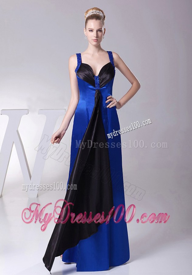 2013 Straps Blue Beaded Decorate Shoulder Custom Made Mother Of The Bride Dress