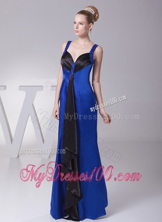 2013 Straps Blue Beaded Decorate Shoulder Custom Made Mother Of The Bride Dress