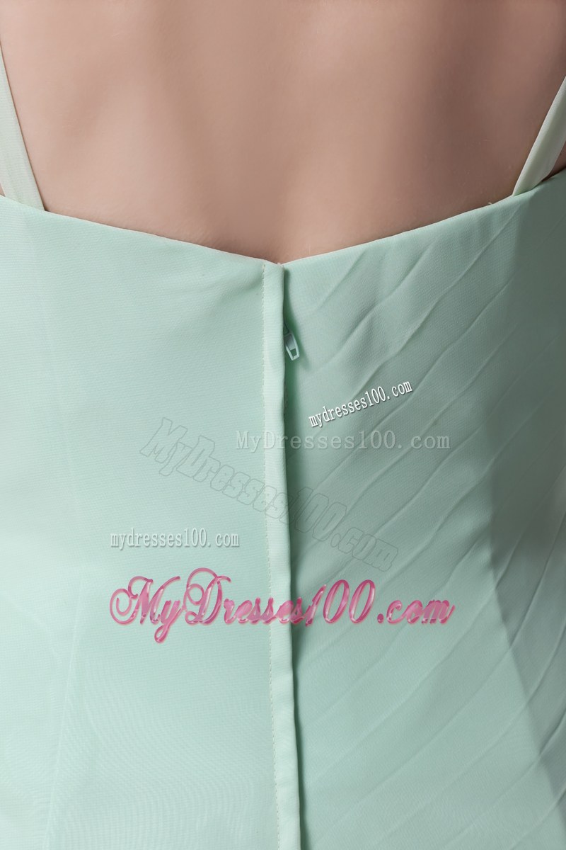 Sexy Spaghetti Straps Apple Green Beading V-neck Column Long Wedding Guest Dresses