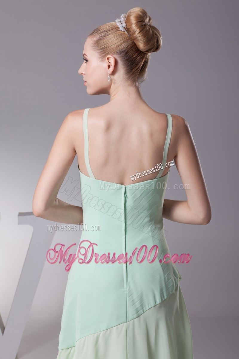 Sexy Spaghetti Straps Apple Green Beading V-neck Column Long Wedding Guest Dresses