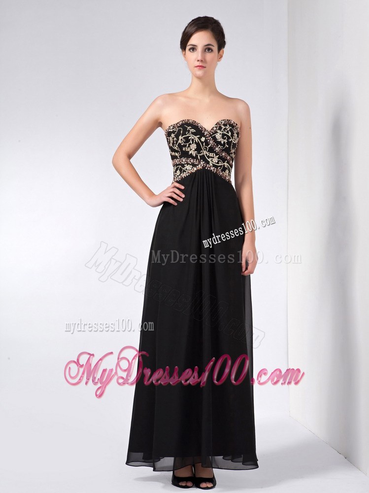Custom Made Black Column Mother of the Bride Dress Sweetheart Ankle-length Beaded