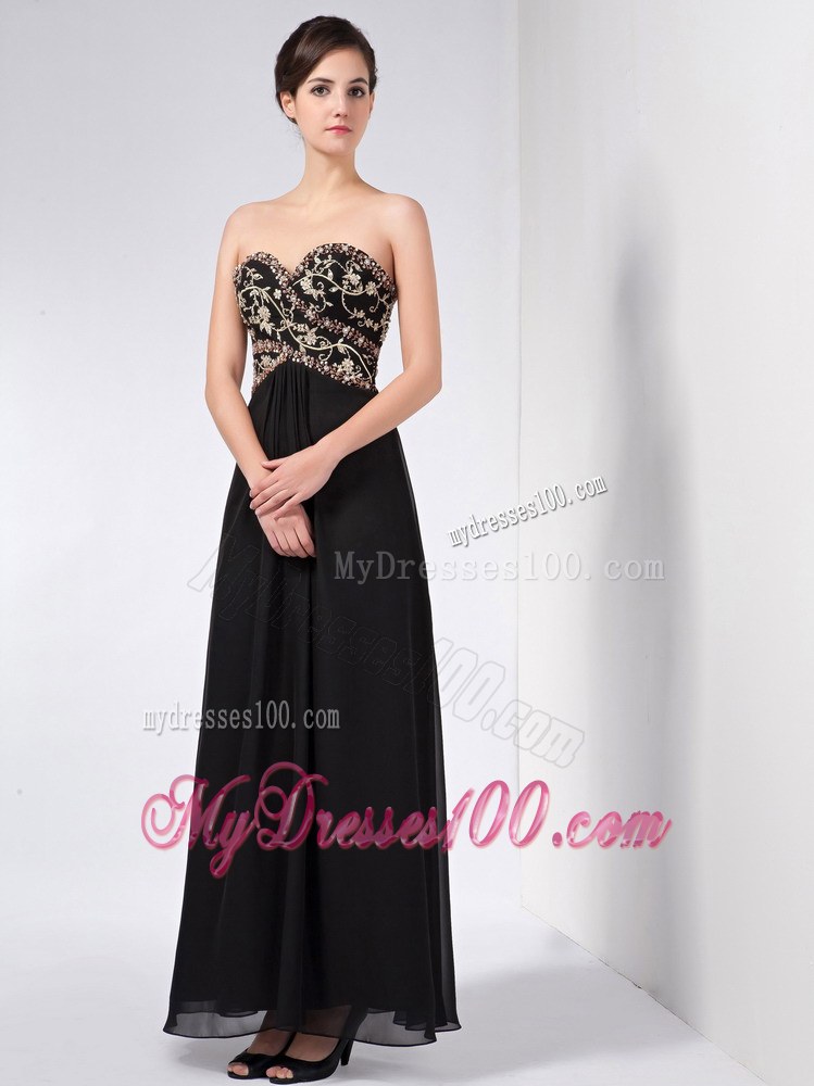 Custom Made Black Column Mother of the Bride Dress Sweetheart Ankle-length Beaded