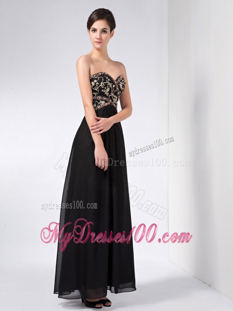 Custom Made Black Column Mother of the Bride Dress Sweetheart Ankle-length Beaded