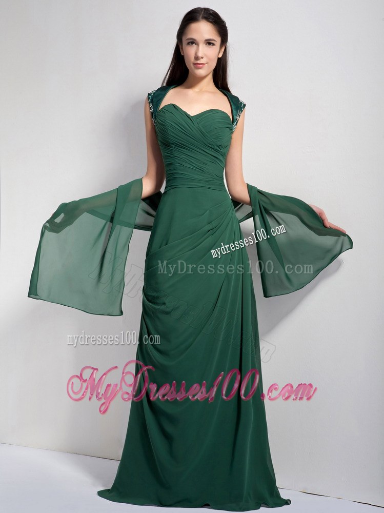 Customize Dark Green Column Mother Of The Brides Dress Sweetheart Ruched Brush Train