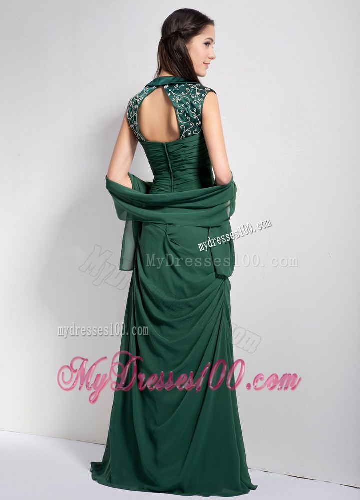 Customize Dark Green Column Mother Of The Brides Dress Sweetheart Ruched Brush Train