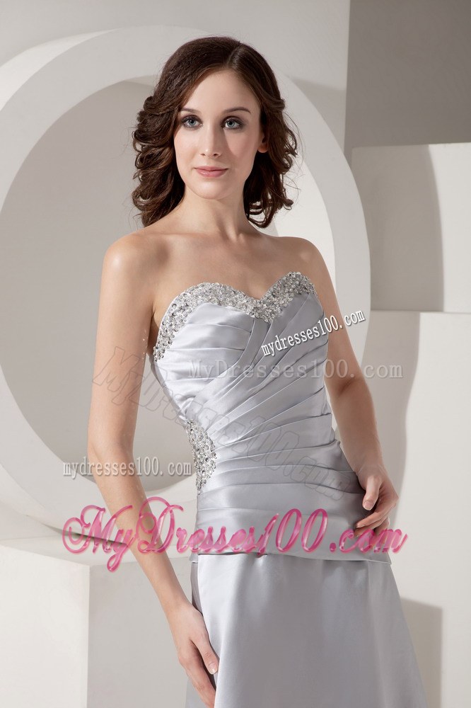 Gray Princess Sweetheart Ankle-length Beading Wedding Guest Dresses