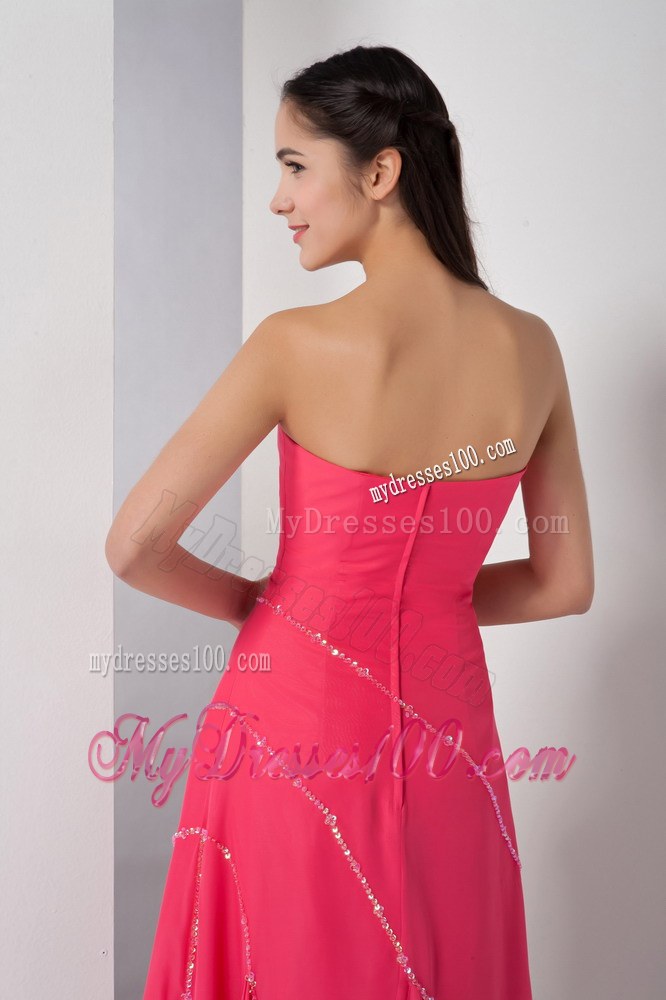 Unique Coral Red Mother Of The Brides Dress Empire Strapless Sequins Asymmetrical