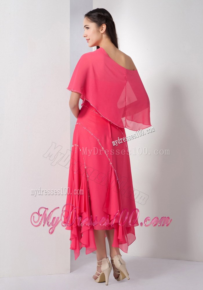 Unique Coral Red Mother Of The Brides Dress Empire Strapless Sequins Asymmetrical