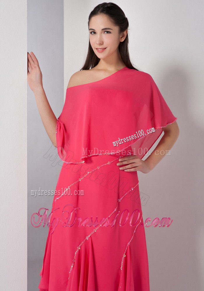 Unique Coral Red Mother Of The Brides Dress Empire Strapless Sequins Asymmetrical