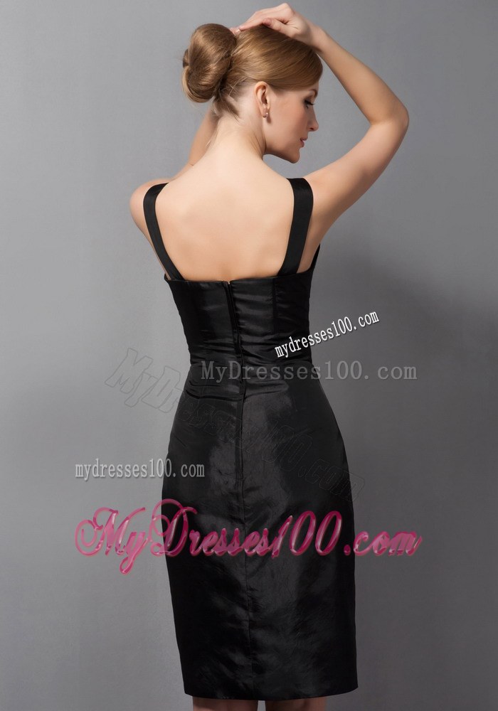 Customize Black Column Mother of the Bride Dresses Straps Ruching Mini-length