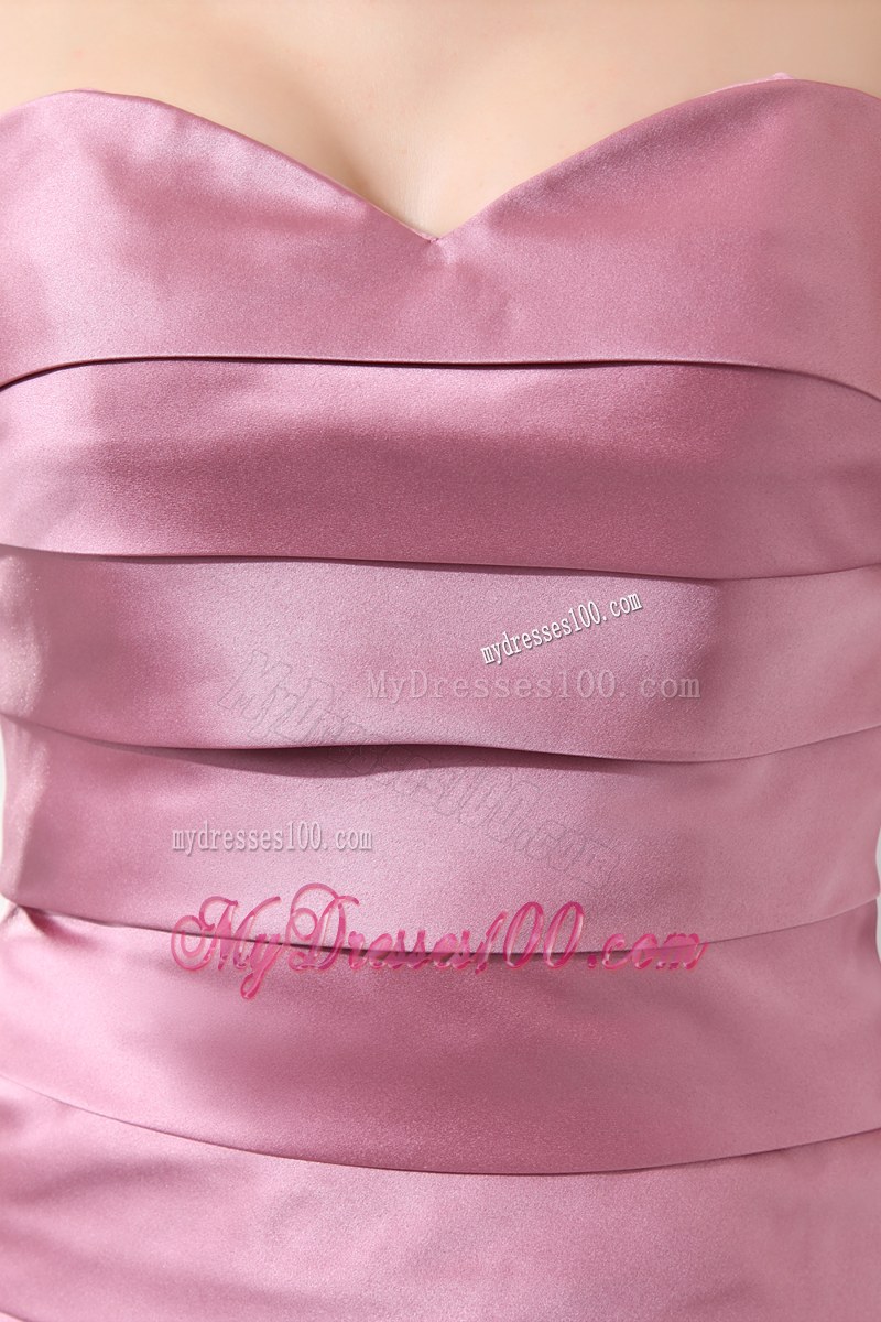 Discout Pink Column Sweetheart Ruffled Layers Mother of the Bride Dress Knee-length