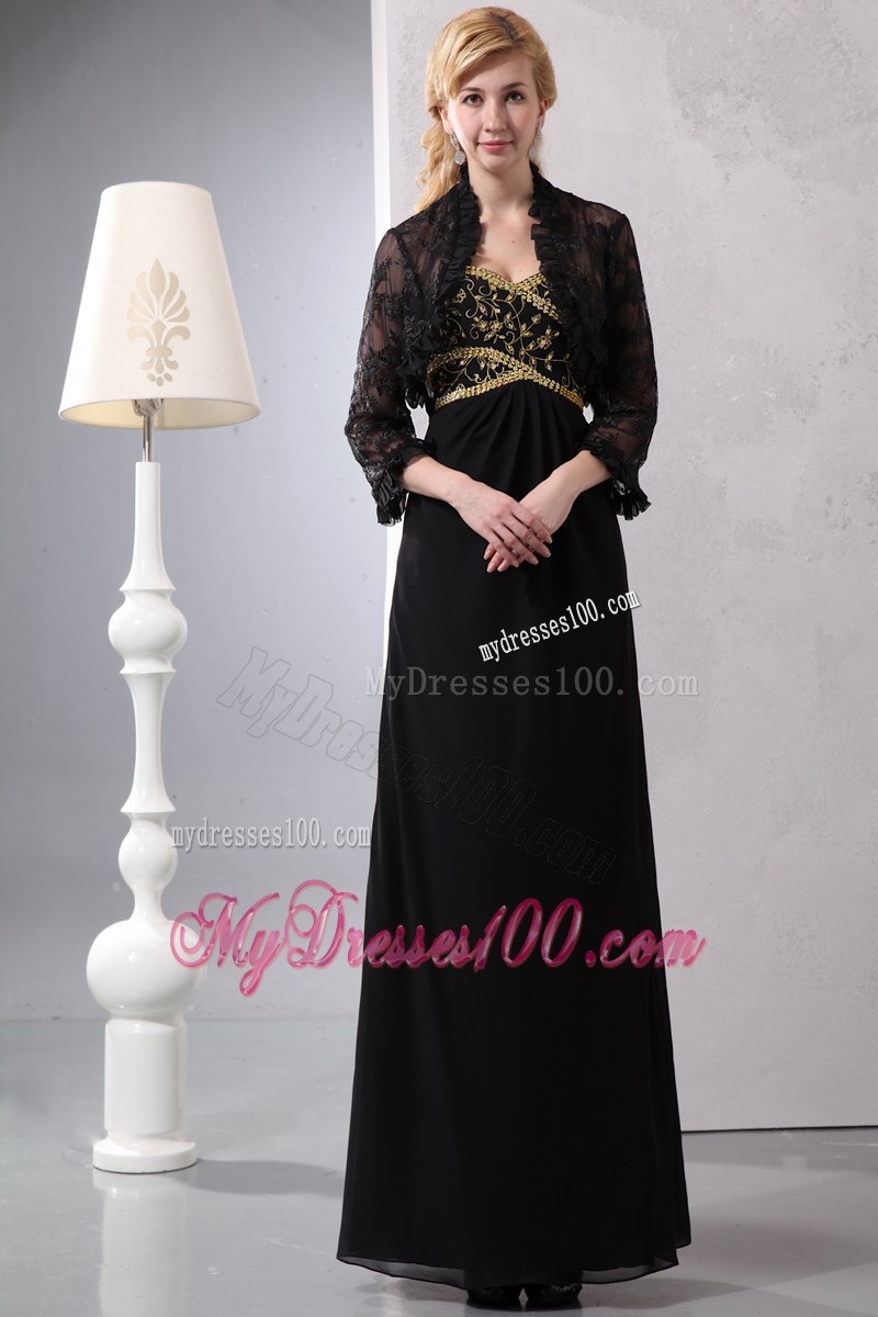 Gorgeous Black Column Sweetheart Sequins Mother Of The Bride Dress Ankle-length