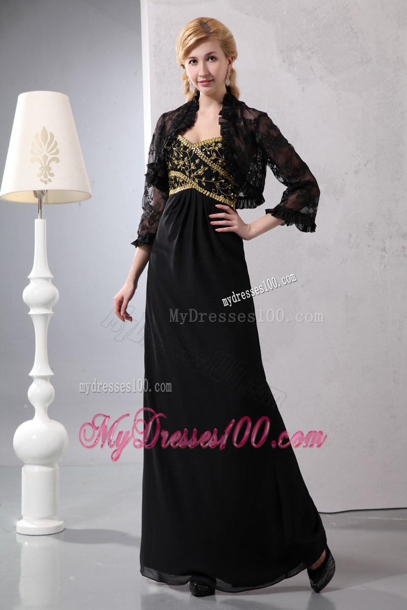Gorgeous Black Column Sweetheart Sequins Mother Of The Bride Dress Ankle-length
