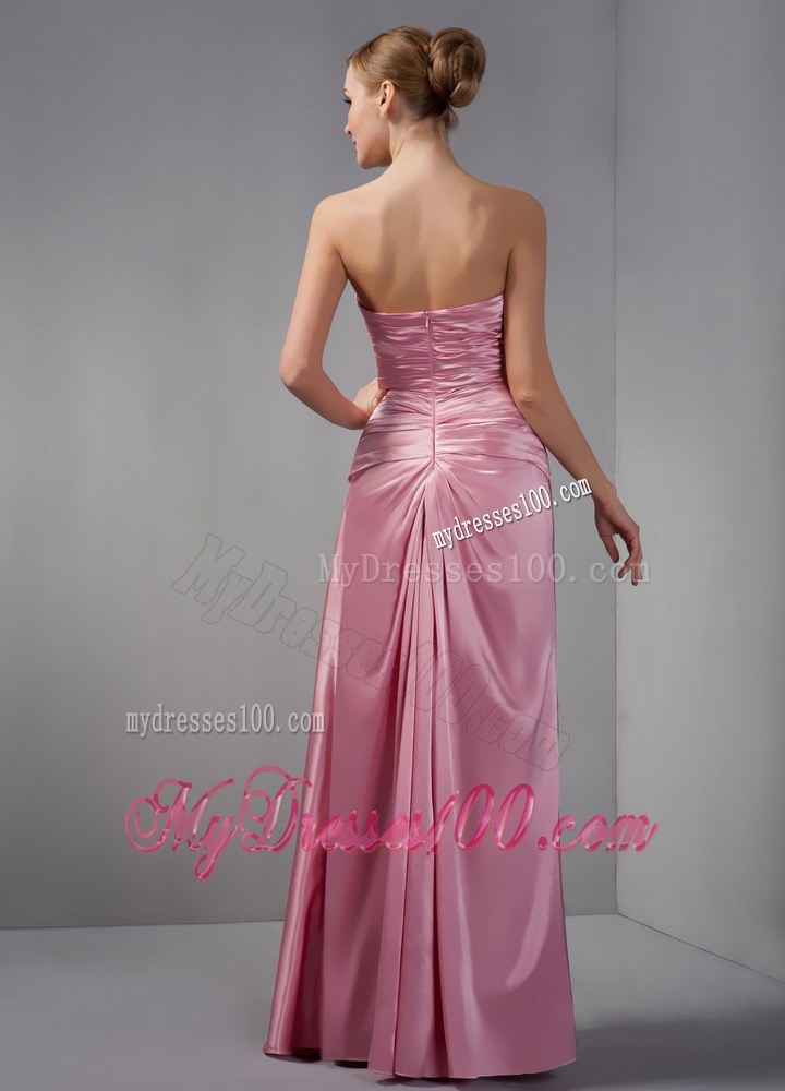 Modest Rose Pink Column Wedding Guest Dresses Sweetheart Ruching Floor-length 2013