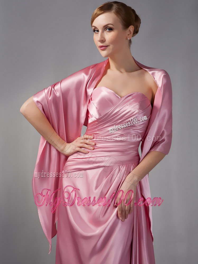 Modest Rose Pink Column Wedding Guest Dresses Sweetheart Ruching Floor-length 2013