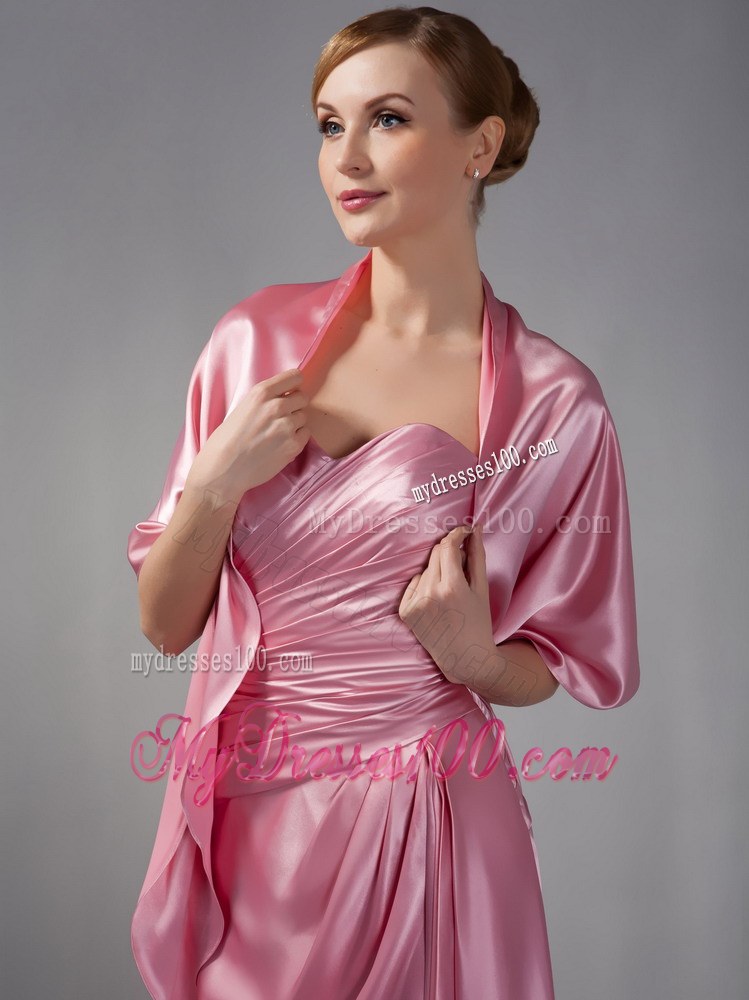 Modest Rose Pink Column Wedding Guest Dresses Sweetheart Ruching Floor-length 2013