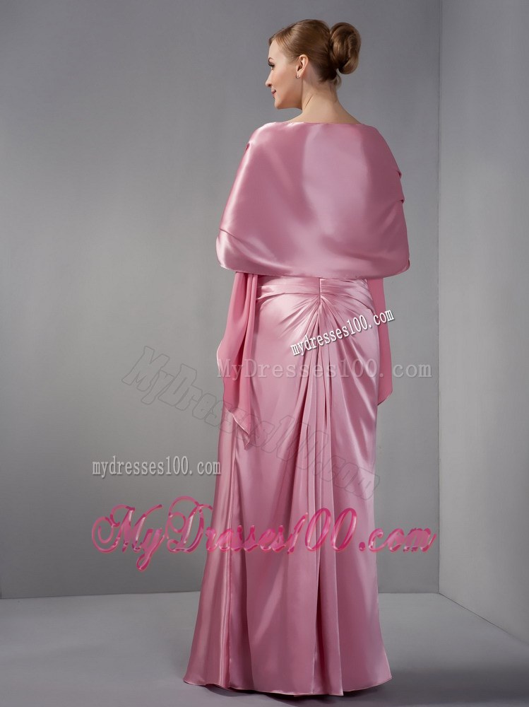 Modest Rose Pink Column Wedding Guest Dresses Sweetheart Ruching Floor-length 2013