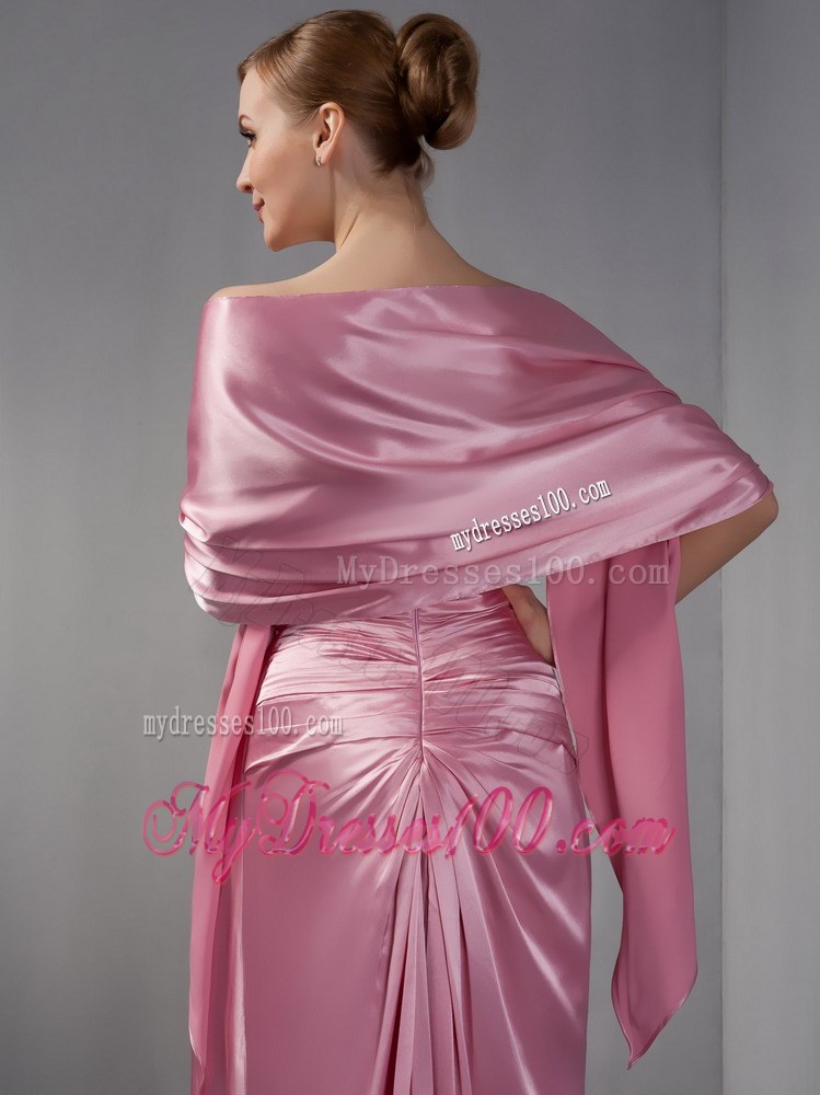 Modest Rose Pink Column Wedding Guest Dresses Sweetheart Ruching Floor-length 2013