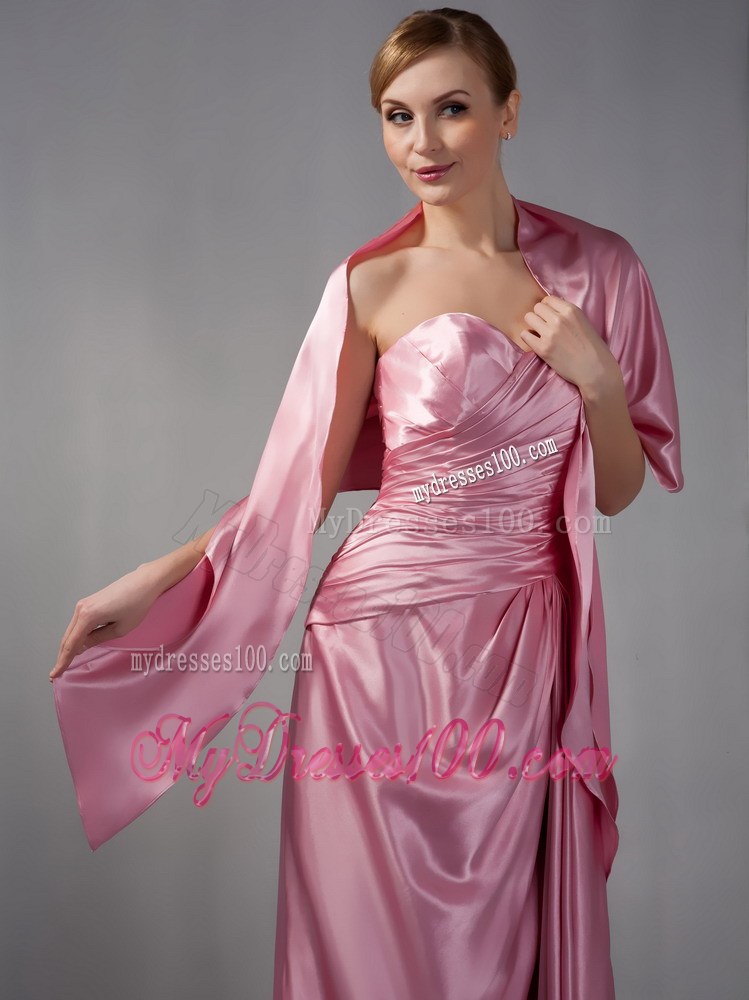 Modest Rose Pink Column Wedding Guest Dresses Sweetheart Ruching Floor-length 2013