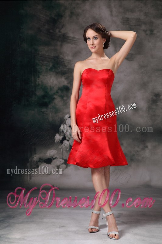 Elegant 2013 Customize Red Column Sweetherart Knee-length Wedding Guest Dresses