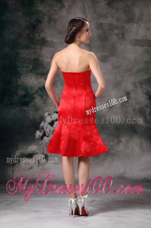 Elegant 2013 Customize Red Column Sweetherart Knee-length Wedding Guest Dresses