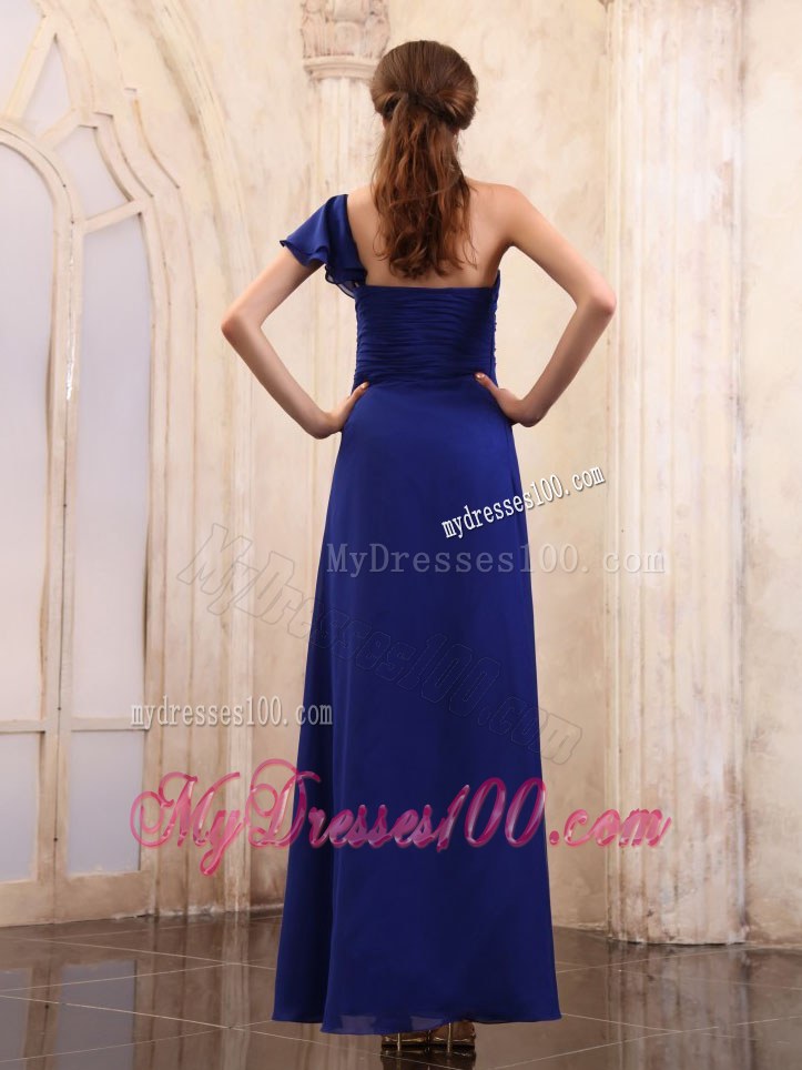 Layered 2013 Royal Blue Wedding Guest Dresses with One Shoulder Ankle-length