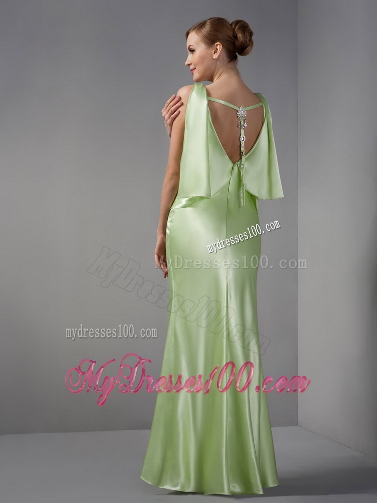 Elegant Spring Green Mother of the Brides Dress Column Scoop Beading Floor-length