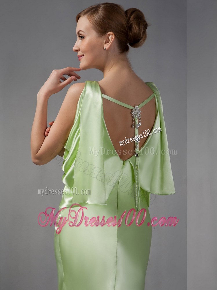 Elegant Spring Green Mother of the Brides Dress Column Scoop Beading Floor-length